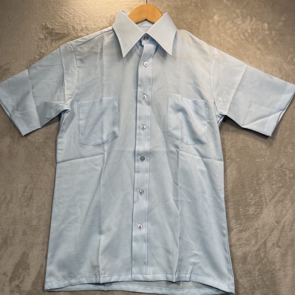 Vtg McGregor Sportswear Blue Button Up Shirt‎ Big Collar Size S Retro